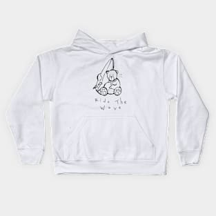 Ride the Wave (Black and White) Kids Hoodie